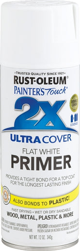 Rust-Oleum Painter's Touch 2X Ultra Cover 249058 General Purpose Primer, White, Flat, 12 oz